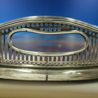 Victorian English Silver Gallery Tray with Wood Base and Pierced Border (#4245)