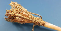 Gilt Bronze Tussie Mussie Posey Posy Holder with Carved Mother of Pearl (#J1316)