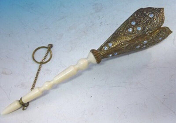 Jeweled Tussie Mussie Posey Posy Holder with Blue Paste Stones (#J1260)