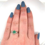 Platinum .83ct Genuine Natural Emerald and Diamond Baguette Ring (#J5562)