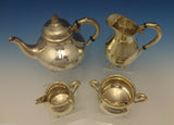 Grann & Laglye Danish Sterling Silver Tea Set 4pc with 3-D Flower Motif #0407