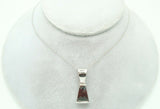 14K Gold Triangular Genuine Natural Garnet Pendant with Diamonds (#J2425)