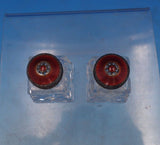 Norwegian Sterling Silver Glass Salt Pepper Shaker Set 2pc w/ Red Enamel (#6895)