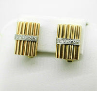 14k Yellow Gold Genuine Natural Diamond Bar Earrings (#J4759)