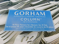 Column by Gorham Stainless Steel Flatware Set for 12 Service 65 piece Brand New