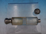 Silverplate and Glass Double Perfume Bottle with Chased Flowers 5" x 1" (#6635)