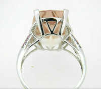 14k Gold Huge 10 Carat Genuine Natural Morganite and Pink Sapphire Ring (#J5051)