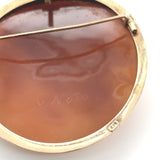 12k Yellow Gold Genuine Natural Cameo Pin Pendant Brooch w/Violet Flowers #J6448