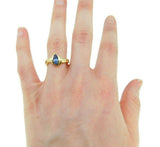 14k Yellow Gold Marquise .89ct Genuine Natural Sapphire Ring (#J537)