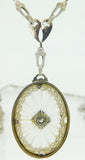 10k Oval Genuine Natural Crystal Quartz Necklace with Cast Chain (#J4090)