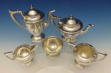 Durgin Sterling Silver Tea Set West Point 1919 5pc w/Acanthus Leaf Border #0465