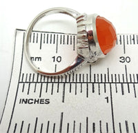 10k Gold Checkerboard Cut Genuine Natural Carnelian Ring (#J1777)