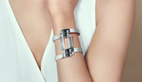 Pliage Christofle France Sterling Silver Double Cuff Bracelet Modern New