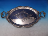 German .800 Silver Tea Tray Bright-Cut w/Shell Oak Leaves Lion Crest Stag #7457