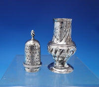 English Georgian Sterling Silver Pepper Shaker Hand Engraved w/Flowers (#6819-2)