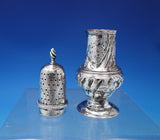 English Georgian Sterling Silver Pepper Shaker Hand Engraved w/Flowers (#6819-2)