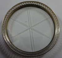 G. H. French Sterling Silver and Etched Glass Coaster Set 10pc w/ Pcd Edge #2416