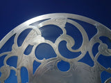 Glass Trivet with Sterling Silver Overlay Footed Floral 12" Vintage (#6237)