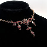 Genuine Natural Bohemian Garnet Necklace Three Drops Victorian 15" (#J6092)
