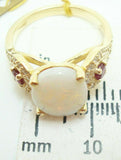 14k Yellow Gold Genuine Natural Opal Ruby and Diamond Ring (#J2650)