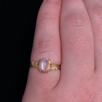 10k Yellow Gold Genuine Natural Moonstone Ring with Leaf Design (#J5607)