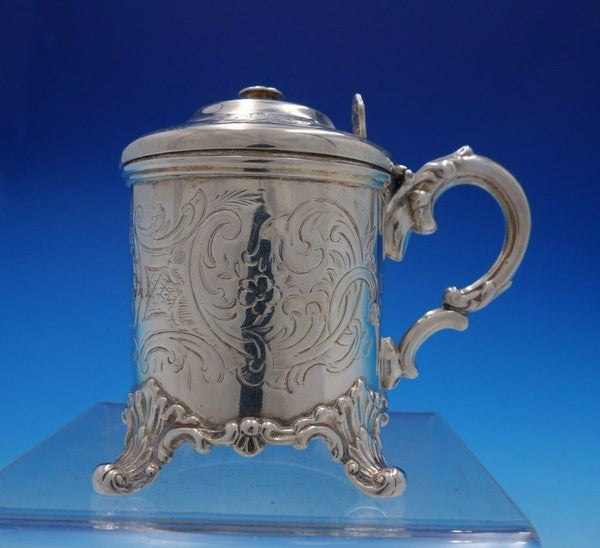 John Evans English Sterling Silver Mustard Pot w/Lid and Handle c.1846 (#3869)