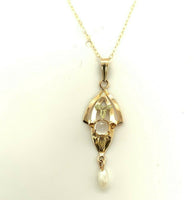 10k Yellow Gold Blue Flash Moonstone Lavaliere Pendant (#J5314)