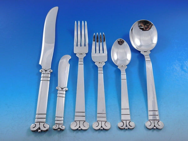 Aztec by Hector Aguilar Mexico Sterling Silver Flatware Set Service 77p  Dinner