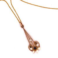 10k Yellow Gold Lavaliere Pendant Freshwater River Pearls (#J4817)