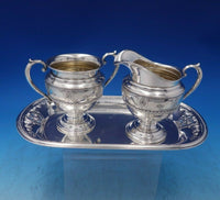 Rose Point by Wallace Sterling Silver Sugar Creamer Set 3pc 13.5 ozt. (#6446)