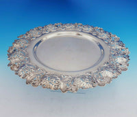 Redlich Sterling Silver Serving Tray Round Applied Border Flowers #1887 (#3534)