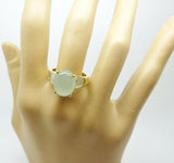 14k 5ct Oval Genuine Natural Chalcedony Ring with Side Chalcedony (#J3479)