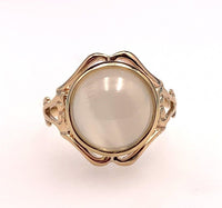 10k Yellow Gold 5 Carat Cat's Eye Genuine Natural Moonstone Ring (#J5670)