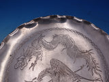 Chinese Export Sterling Silver Serving Plate Footed Dragon & Phoenix (#6924)