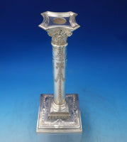 Silverplate Candlestick Pair Column Style with Bows Swags Square Base (#6447)