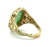 14k Yellow Gold Arts and Crafts Jade Ring Handmade (#J5447)