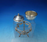 German .800 Silver Mustard Pot 3pc Frame Pot Lid w/ Rams Ribbons Swags (#6079)