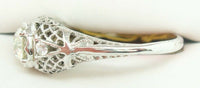 18K Gold European Cut .56ct Genuine Natural Diamond Filigree Ring (#C2360)