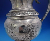 JB Jones Coin Silver Water Pitcher Chased Acanthus Leaves 10 1/4" Tall (#4007)