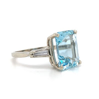 14k White Gold Emerald Cut 4.51ct Genuine Natural Aquamarine Ring (#J5589)
