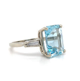 14k White Gold Emerald Cut 4.51ct Genuine Natural Aquamarine Ring (#J5589)