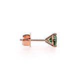 14k Rose Gold Green Genuine Natural Tourmaline Stud Earrings (#J5657)
