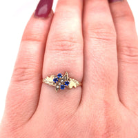 10k Yellow Gold Victorian Seed Pearl Ring with Blue Paste Stones (#J5617)