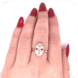 5.21ct Yellow Gold Oval Genuine Natural Morganite Solitaire Ring (#J5791)
