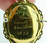 18k Hand Painted Portrait Pin / Pendant with Genuine Natural Diamonds (#J4309)