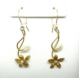 Art Nouveau 14k Drop Flower Earrings with Pearls (#J3777)