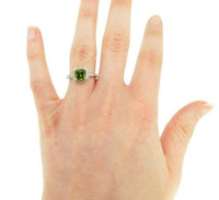 14k Gold 1.86ct Fine Genuine Natural Peridot and Diamond Halo Ring (#J4581)