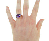 14k Yellow Gold Asscher Cut Genuine Natural Amethyst Ring w/ Baguettes (#J4641)