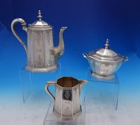 John Wendt Augustus Rogers Coin Silver Tea Set 3pc Octagonal Shape #402 (#3886)