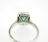 18k Gold 1 1/2 Carat Genuine Natural Emerald and Diamond Halo Ring (#J5055)